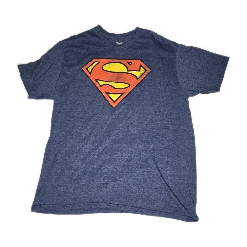 Superman Shirt Men’s XL Navy Blue Short Sleeve Graphic Tee DC Comics